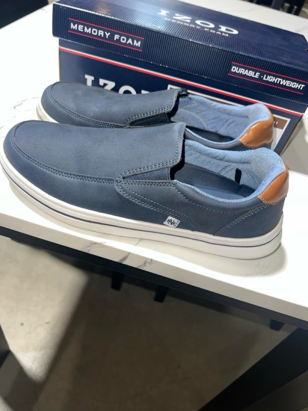IZOD Barlow Men’s Size 11 Navy Slip On Memory Foam Casual Shoes